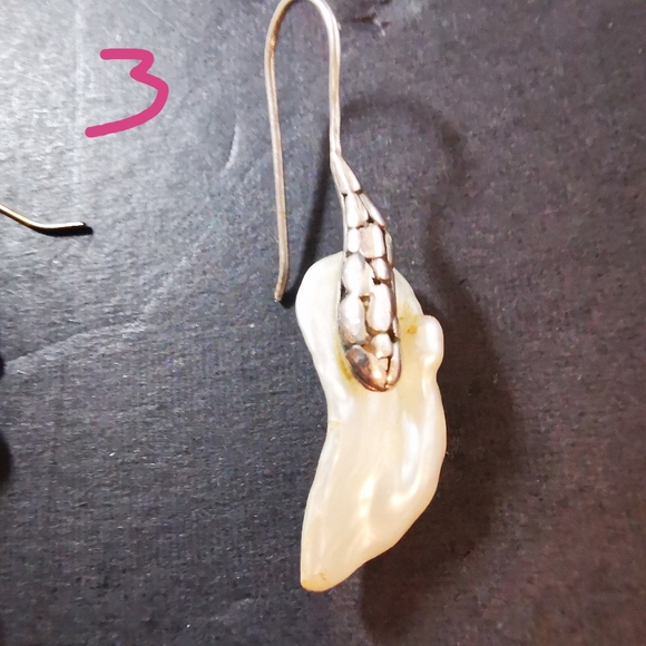 Lot of 3 Singleton Earrings Abalone Baroque Pearl Sterling Aurora Borealis - Picture 5 of 17